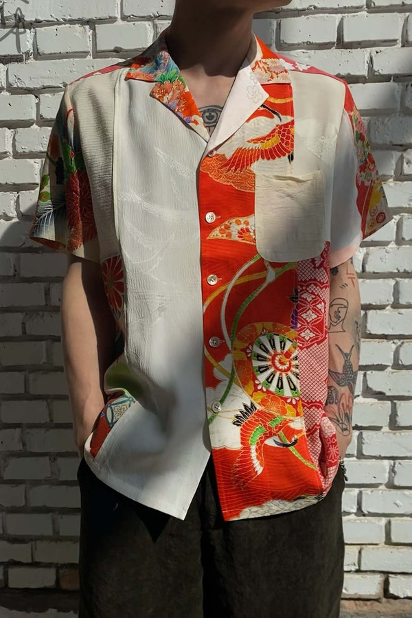 AVIVA JIFEI XUE red and white stitching short-sleeved shirt S22-KPSS PAJX1 3